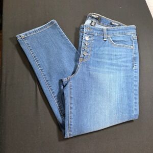 Nine West Jeans Womens 6P Blue High Rise Vintage Crop Straight Button Fly Denim